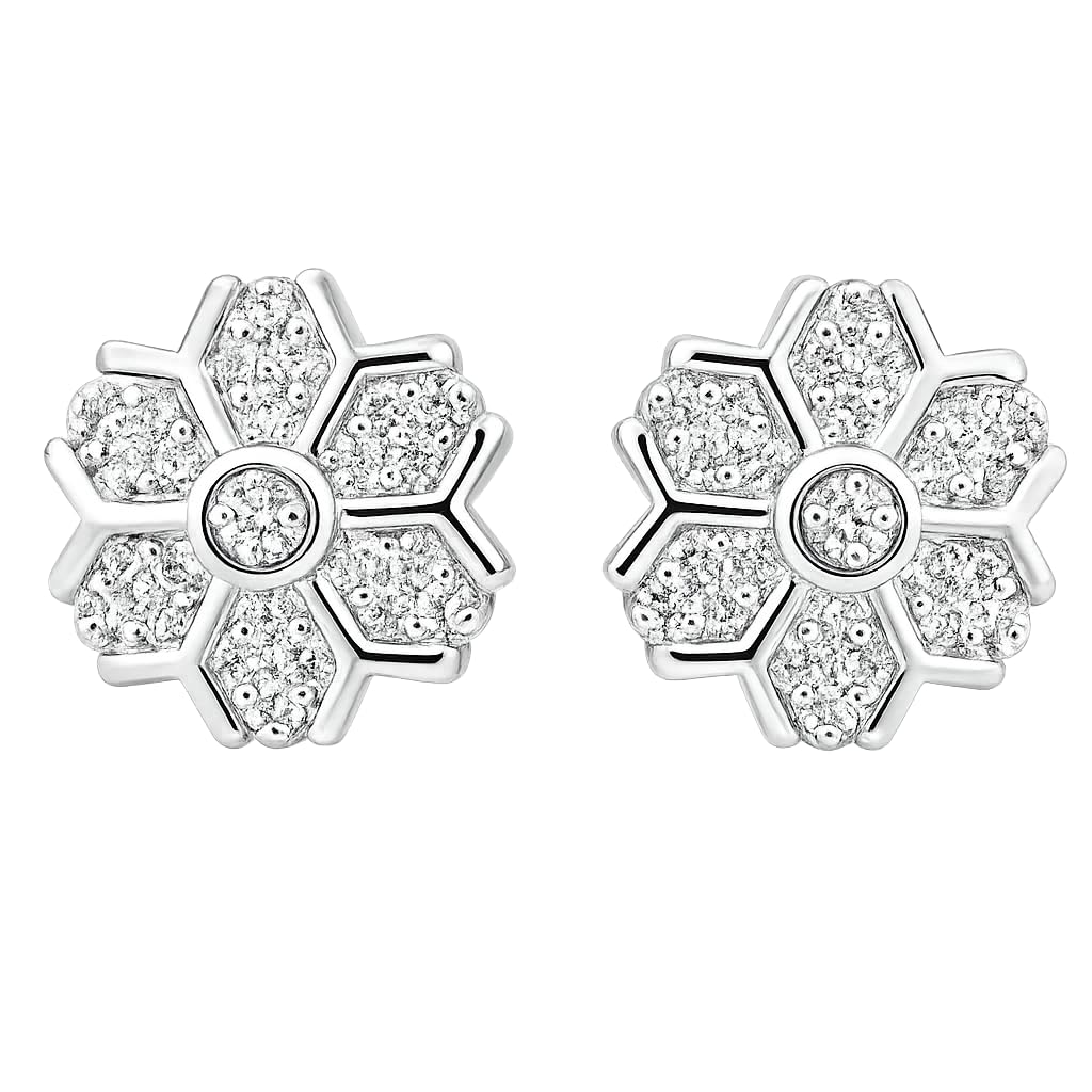 Snowflake Floral PavÃ© Stone-Set Stud Earrings, front product view