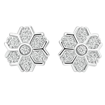 Snowflake Floral PavÃ© Stone-Set Stud Earrings, front product view