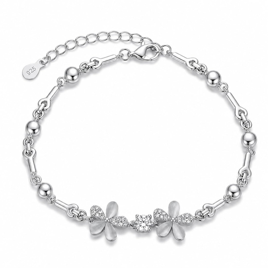 Silvme CZ Floral Bracelet in 925 sterling silver set with cubic zirconia, jewellery for women