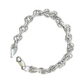Silvme 925 sterling silver fine rolo chain bracelet for men laid flat on a white background