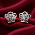 Crown-Shaped PavÃ© Stone-Set Stud Earrings, additional product view 4