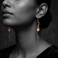 Rose Gold Floating Star Dangle Earrings, close-up detail