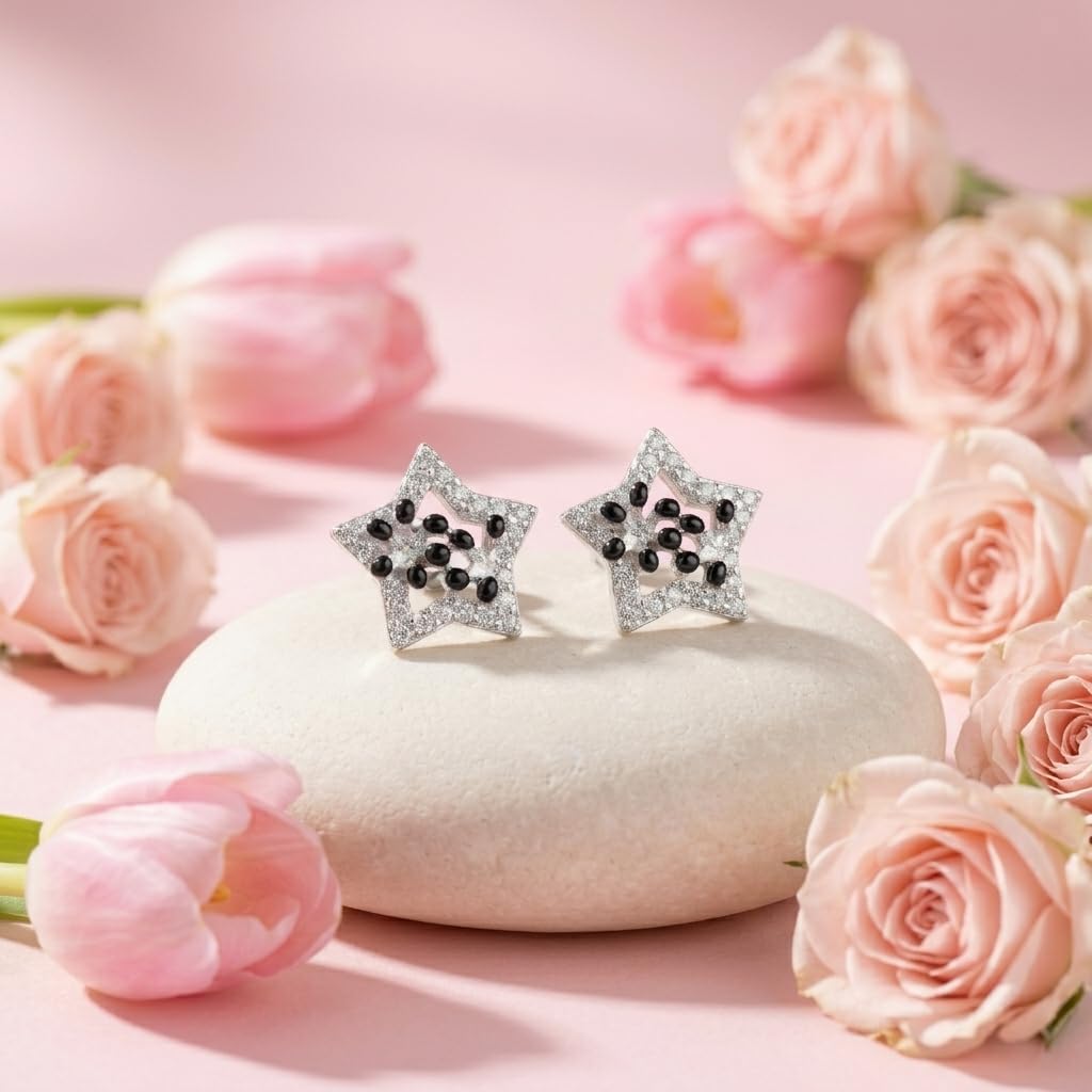 Black Star Stud Earrings, additional product view 6
