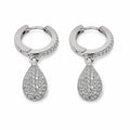 Silvme 925 Sterling Silver CZ Teardrop Drop Earrings for women - white-background product photo of silver drop earrings