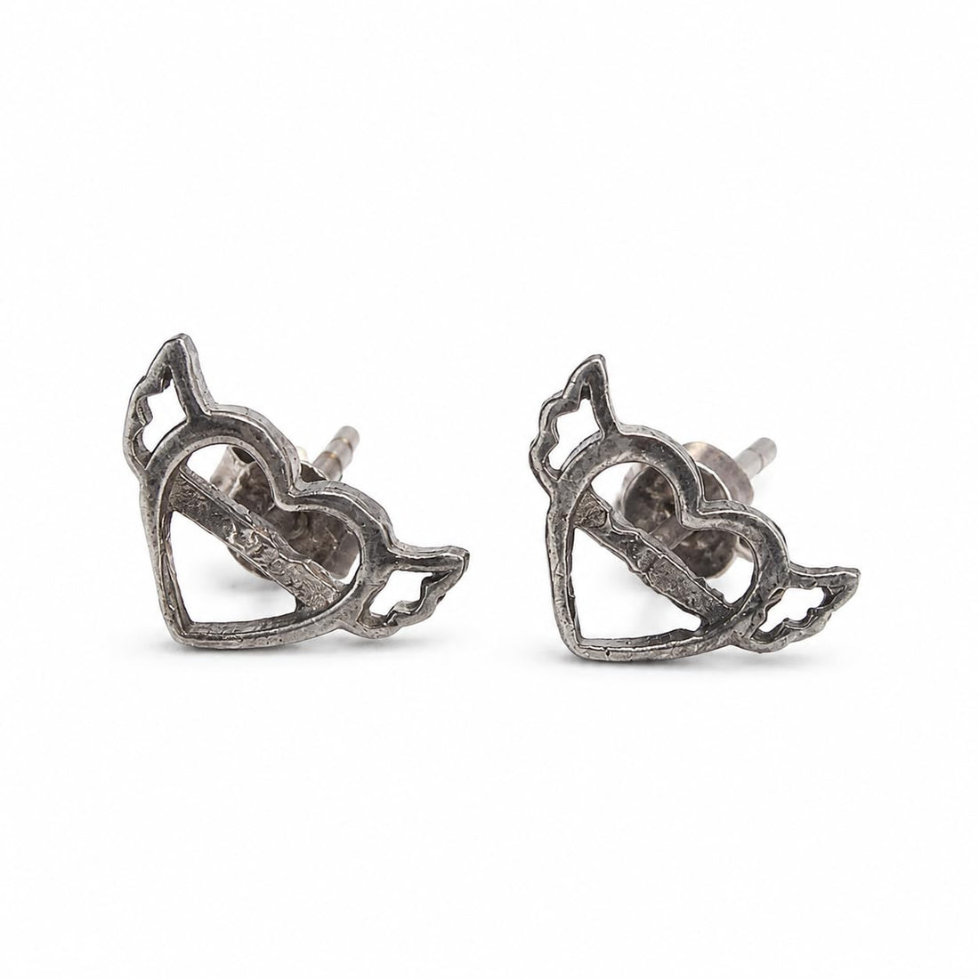 Heart & Arrow 925 silver stud earrings for women, valentine gift, shown as a matching pair