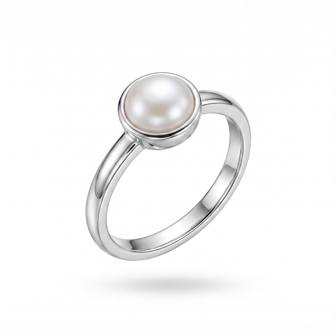 Silvme 925 Sterling Silver Classic Pearl Ring for Women, elegant silver jewellery gift