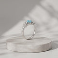 Silvme Turquoise-Colour Floral Cluster 925 sterling silver ring for women set with cubic zirconia — side profile (4)
