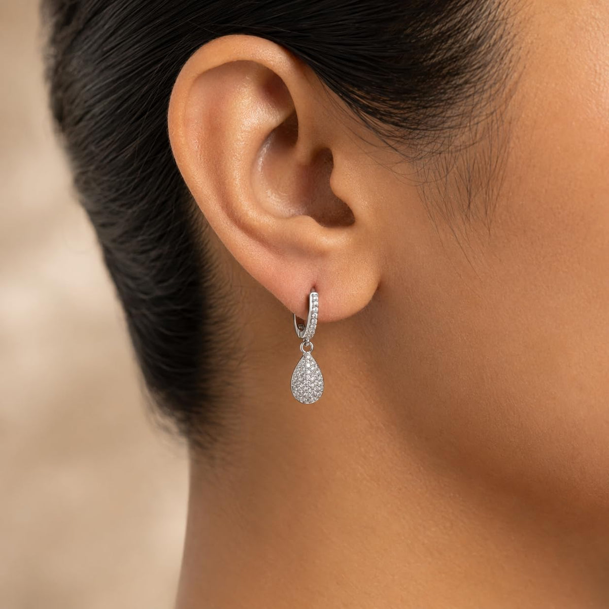 Silvme CZ Teardrop Drop Earrings for women - 925 silver drop earrings for wedding wear, teardrop / pear