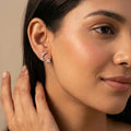 Crescent Moon Stone-Set Pearl-Look Accent Drop Earrings, close-up detail, view 5