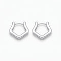 Silvme 925 Sterling Silver Pentagon Hoop Earrings with CZ for women - white-background product photo of silver bali hoop earrings