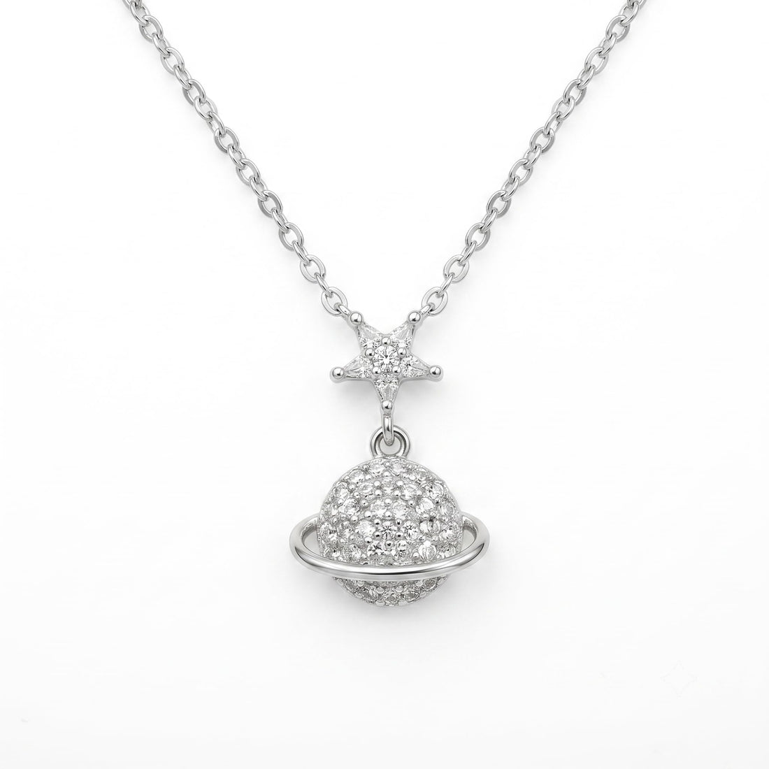 Silvme Planet & Star Pendant Necklace, crafted in 925 sterling silver for women, refined silver accessory