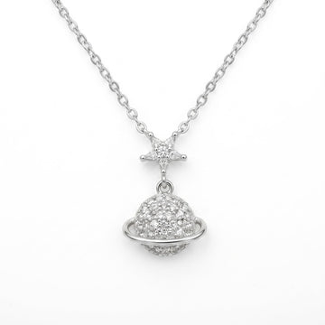 Silvme Planet & Star Pendant Necklace, crafted in 925 sterling silver for women, refined silver accessory