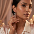 Silvme Double Circle Drop Earrings for women - 925 silver drop earrings for office wear, double / eternity circle