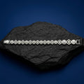 Link pattern and surface detail across the floral medallion link bracelet by Silvme
