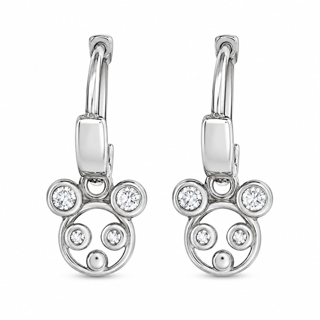 Silvme 925 Sterling Silver Animal Charm Drop Earrings with CZ for women - white-background product photo of silver drop earrings