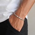 Link pattern and surface detail across the heavy curb chain bracelet by Silvme