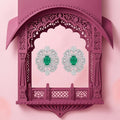 Green Round Stone-Set Stud Earrings, additional product view 7