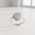 Silvme Dainty Daisy Crystal 925 sterling silver ring for women set with cubic zirconia — top view