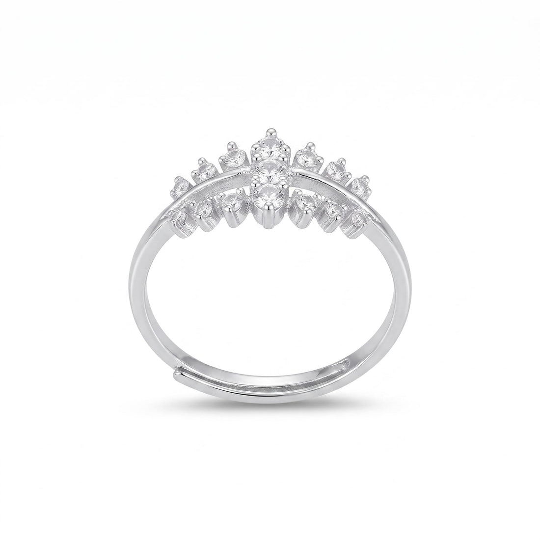 Silvme Pearl-Inspired 925 sterling silver ring for women with a pearl-effect accent — front view on white background