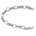 Silvme 925 sterling silver textured rolo chain bracelet for men shaped into an oval on a white background