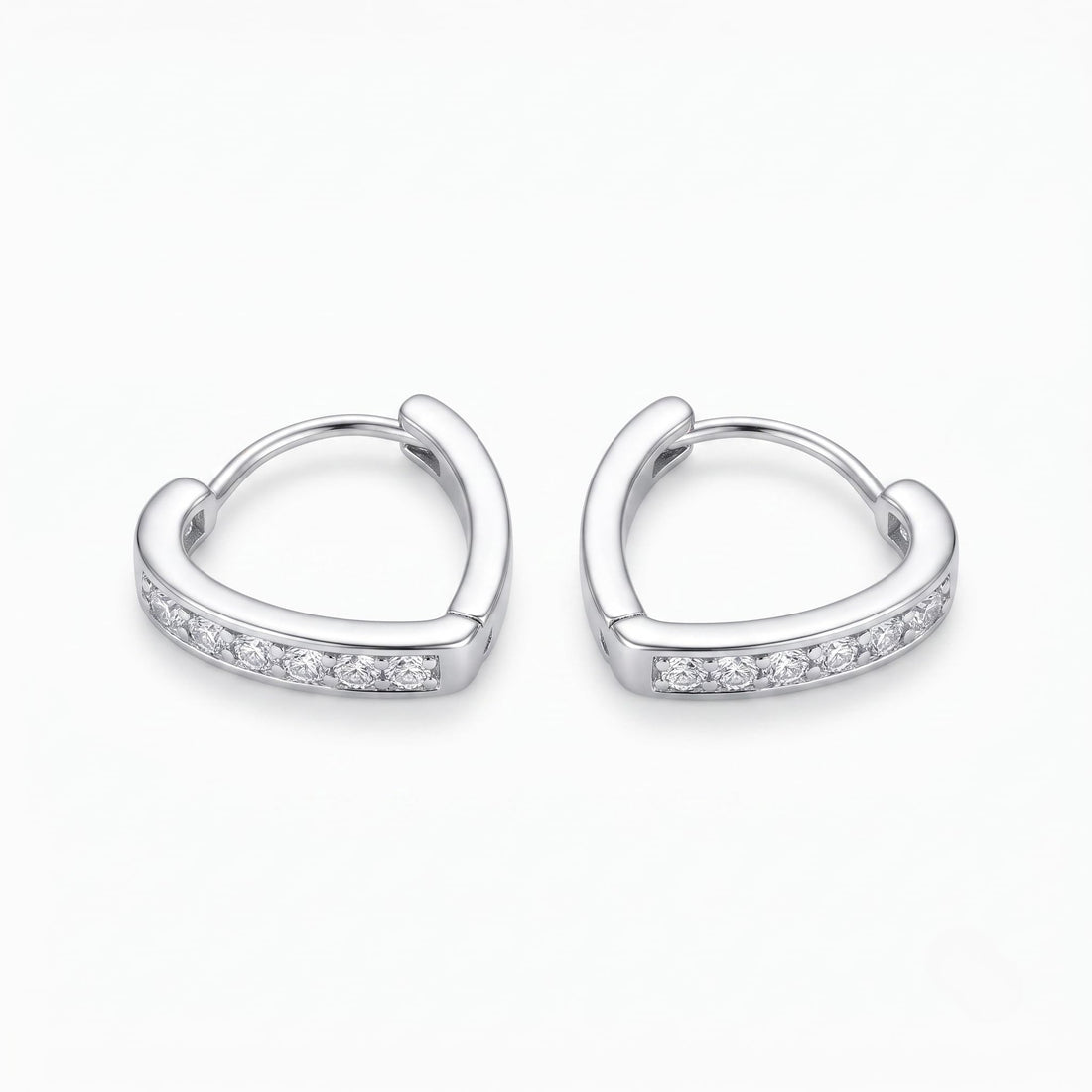 Silvme 925 Sterling Silver Heart Hoop Earrings with CZ for women - white-background product photo of silver bali hoop earrings