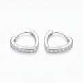 Silvme 925 Sterling Silver Heart Hoop Earrings with CZ for women - white-background product photo of silver bali hoop earrings