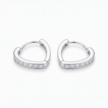 Silvme 925 Sterling Silver Heart Hoop Earrings with CZ for women - white-background product photo of silver bali hoop earrings
