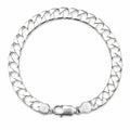 Silvme 925 sterling silver wide curb chain bracelet for men shaped into an oval on a white background