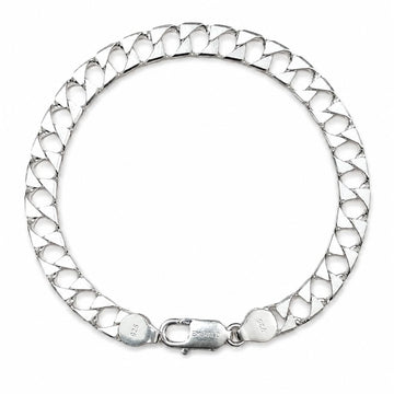Silvme 925 sterling silver wide curb chain bracelet for men shaped into an oval on a white background