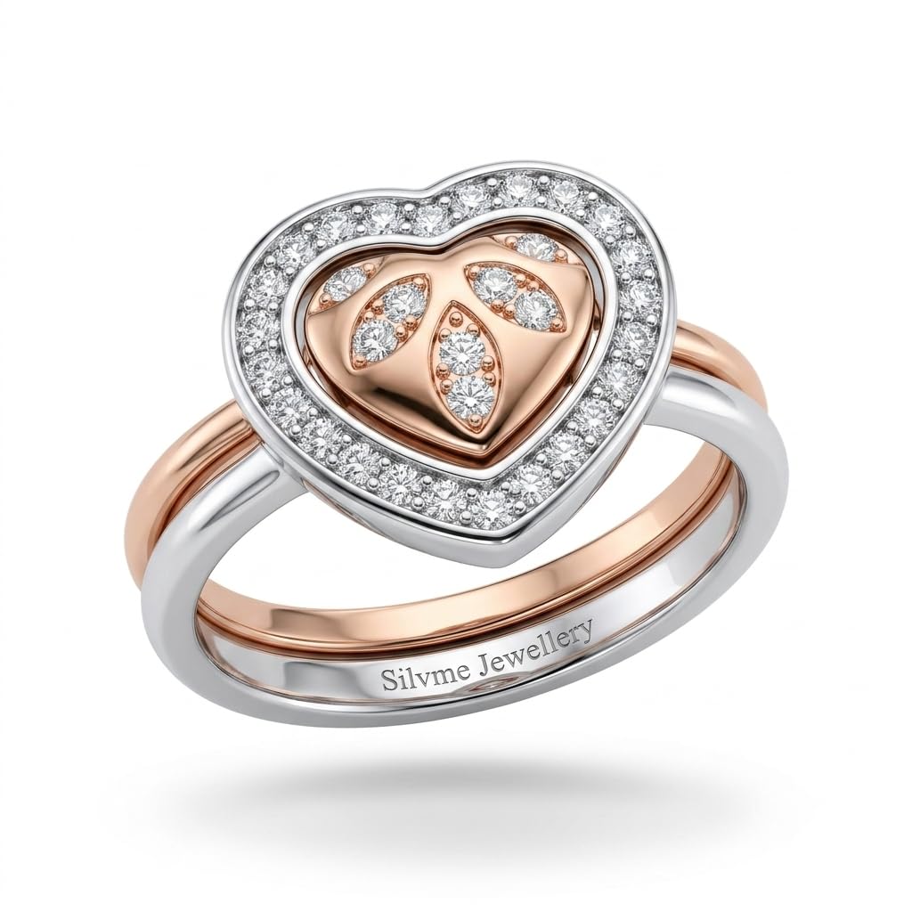 Silvme 925 Sterling Silver Open Outline Heart Ring for Women