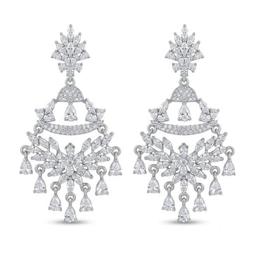 Stone-Set Fan Chandelier Drop Earrings, front product view
