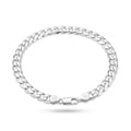 Close-up of a rounded curb chain with a soft, continuous shine on the Silvme polished curb chain bracelet