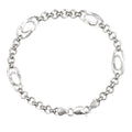 Silvme 925 sterling silver oval station rolo bracelet for men shaped into an oval on a white background