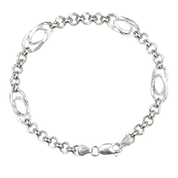Silvme 925 sterling silver oval station rolo bracelet for men shaped into an oval on a white background