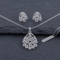 Silvme pure 925 sterling silver sparkling cubic zirconia pendant and stud earrings set with cubic zirconia, styled product image