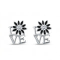 LOVE Script Daisy Stone-Set Stud Earrings, front product view