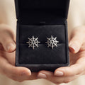 Compass Star 925 silver stud earrings for women, gift for sister, alternate angle