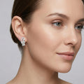 Curved PavÃ© Stone-Set Stud Earrings, additional product view 4