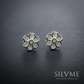 Snowflake Floral PavÃ© Stone-Set Stud Earrings, additional product view 3