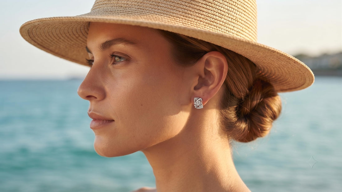 Oxidised Openwork Barrel 925 silver stud earrings for women, gift for sister, shown as a matching pair