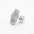 Petal Lattice Stone-Set Solitaire Round Stud Earrings, close-up detail