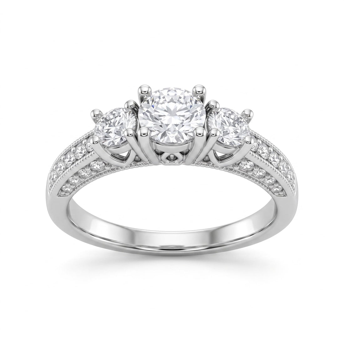 Silvme Textured 925 sterling silver ring for women — front view on white background