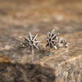 Compass Star 925 silver stud earrings for women, office wear, further studio view