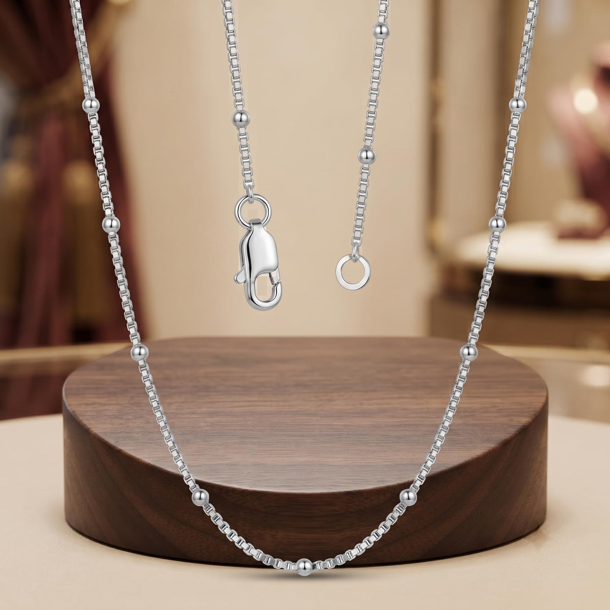 Silvme 925 sterling silver box link chain for women and men, approx. 4.68 g, sterling silver throughout