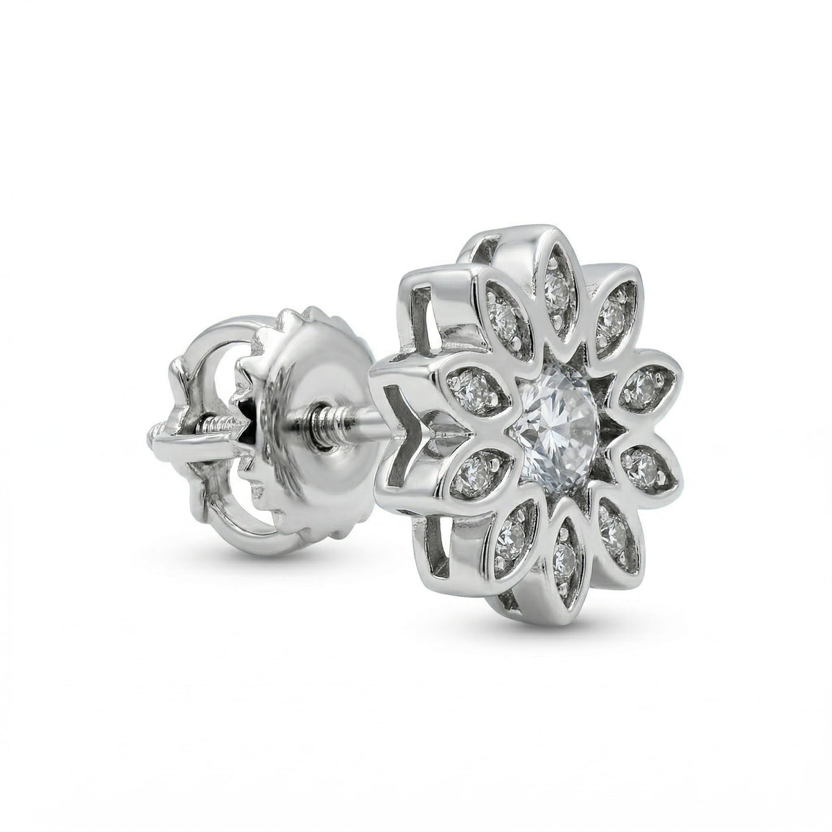 Petal Cluster Micro-PavÃ© Stone-Set Stud Earrings, alternate angle