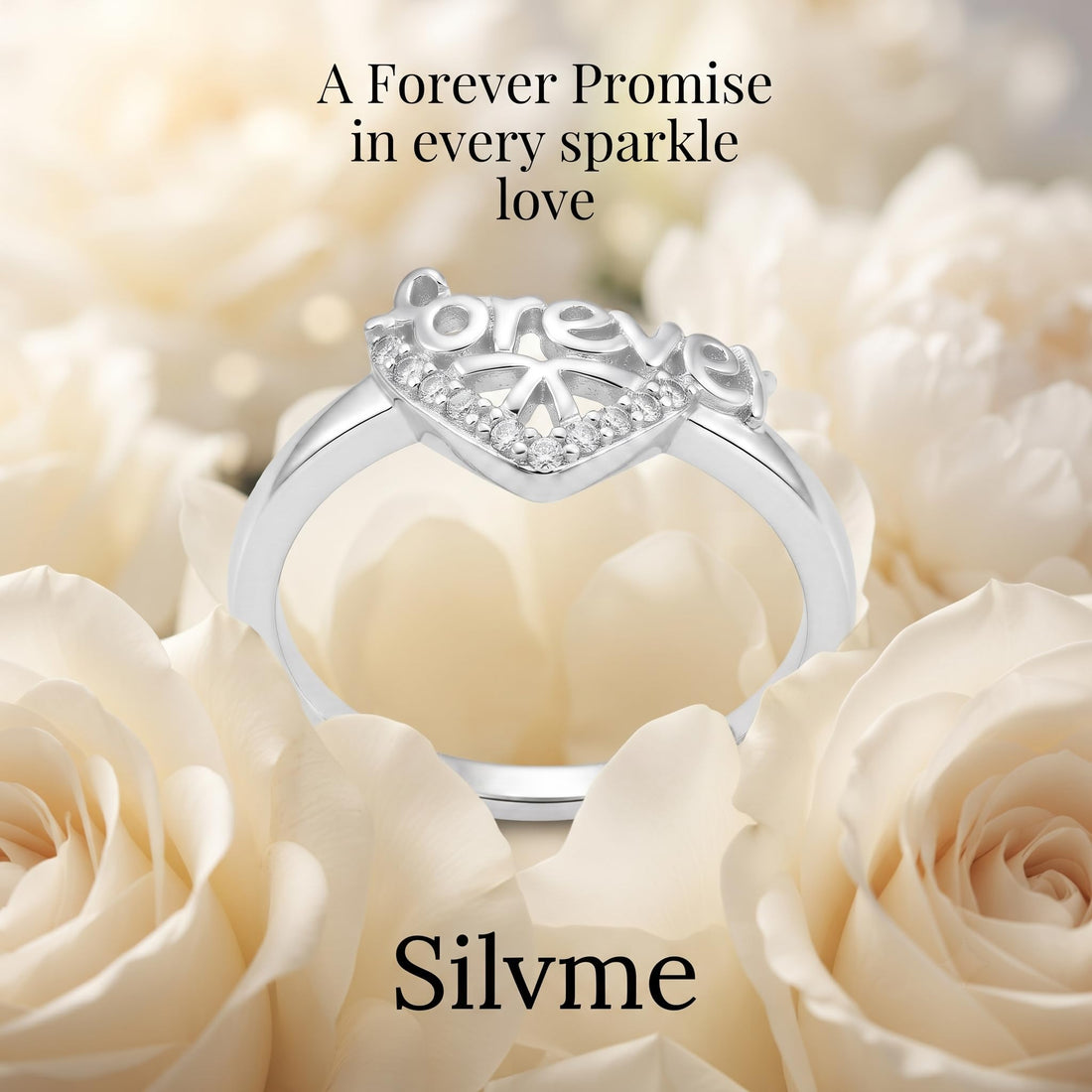 Silvme Chic Office 925 sterling silver ring for women — front view on white background