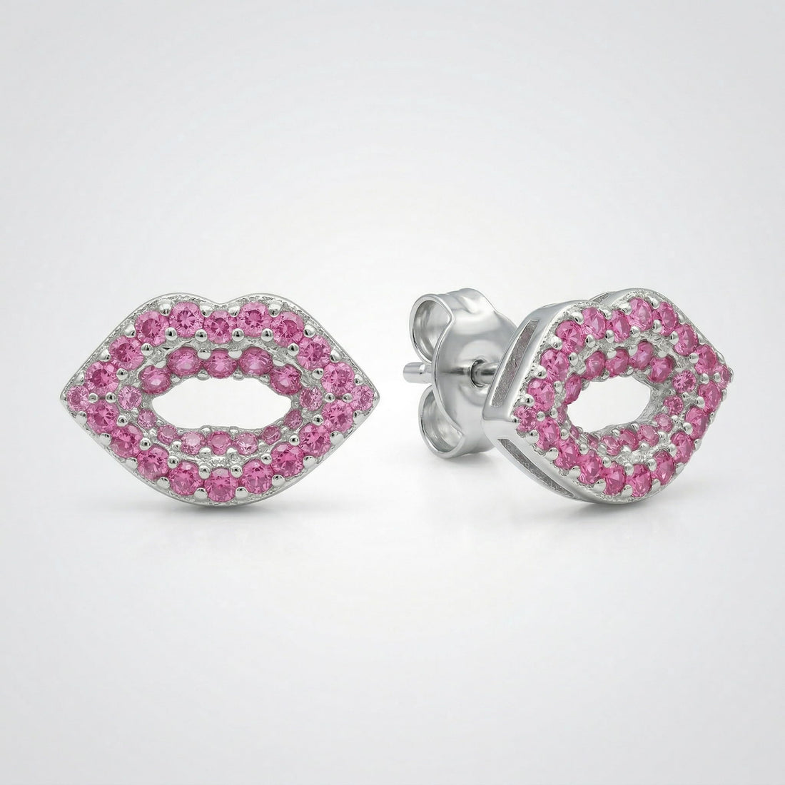 Lip Kiss Stone-Set PavÃ© Stud Earrings, front product view