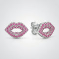 Lip Kiss Stone-Set PavÃ© Stud Earrings, close-up detail