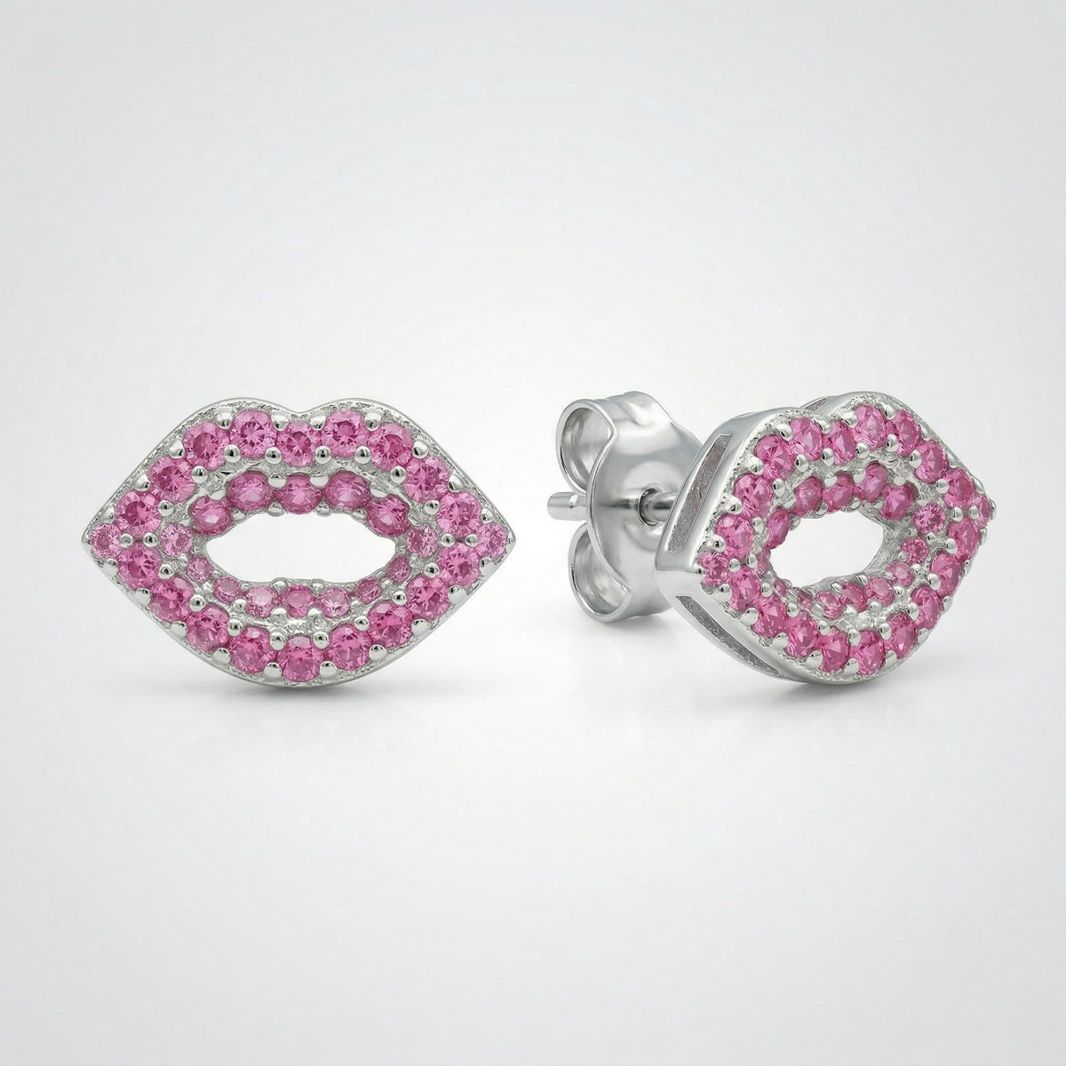 Lip Kiss Stone-Set PavÃ© Stud Earrings, close-up detail