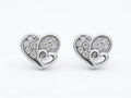 Entwined Double-Heart Stone-Set Stud Earrings, front product view